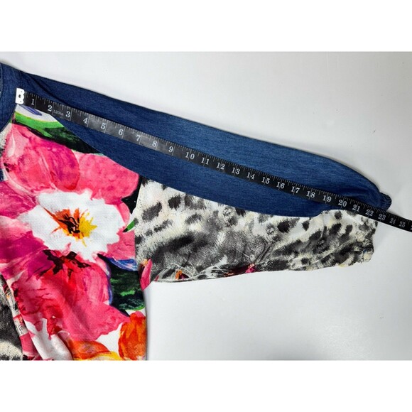 Desigual Blouse Women's Large Floral Abstract Print Boho Artwear Top Blue - Picture 11 of 15